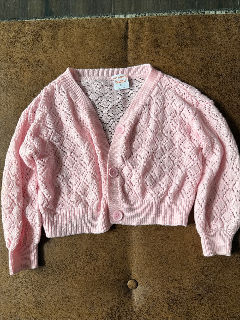 jumping beans Soft Pink Eyelet Cropped Cardigan